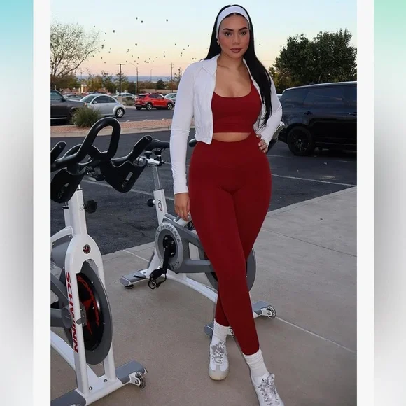 Colorfulkoala Dreamlux High Waisted Workout Leggings Yoga Pants XL Merlot - Picture 6 of 7